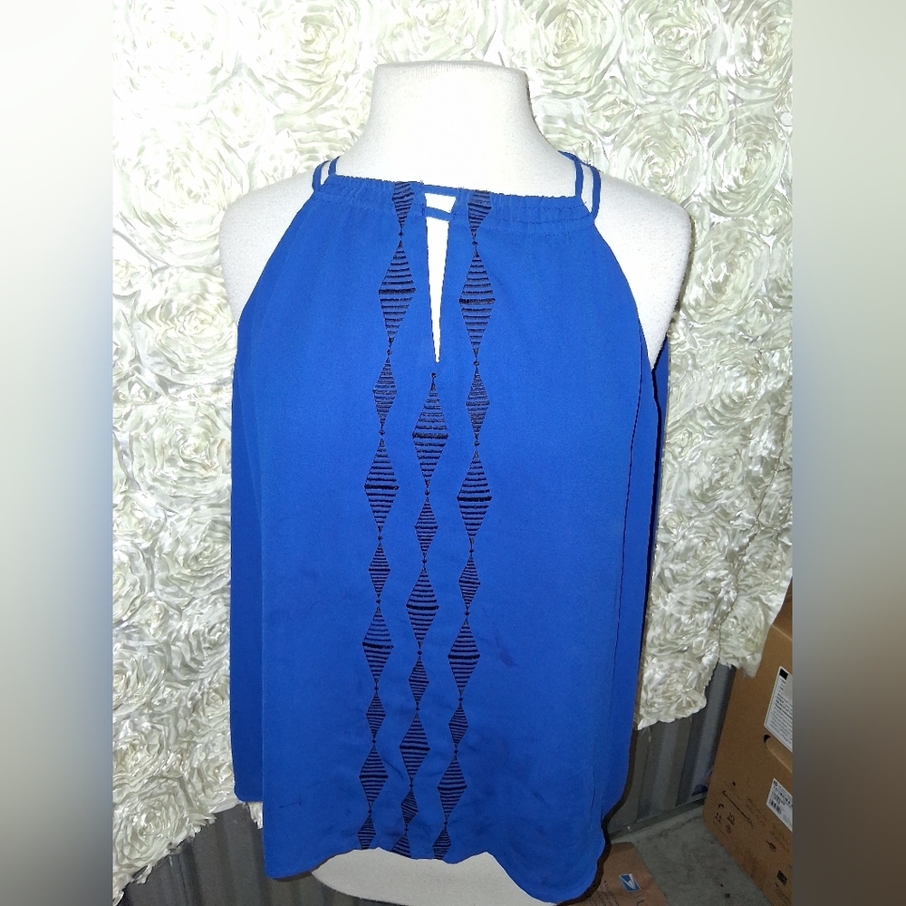 Source Unknown Blue Halter Top with Black Accents
